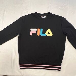 Fila Black Crew Neck Sweater with Multicolor Logo